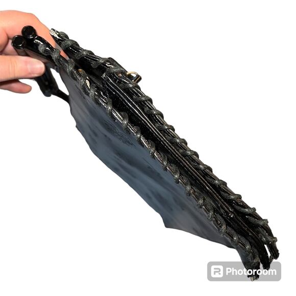 Vintage Mark Chantal MC Unisex Satchel Handbag Four Leaf Clover Design Black - Picture 16 of 16